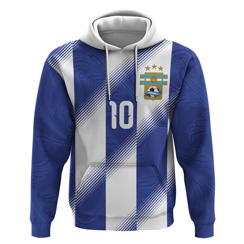Argentinian Football Custom Hoodie Fileteado Art Style Albiceleste Vertical Stripe