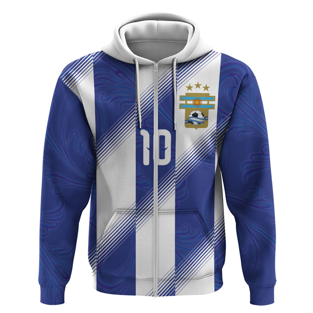 Argentinian Football Custom Hoodie Fileteado Art Style Albiceleste Vertical Stripe