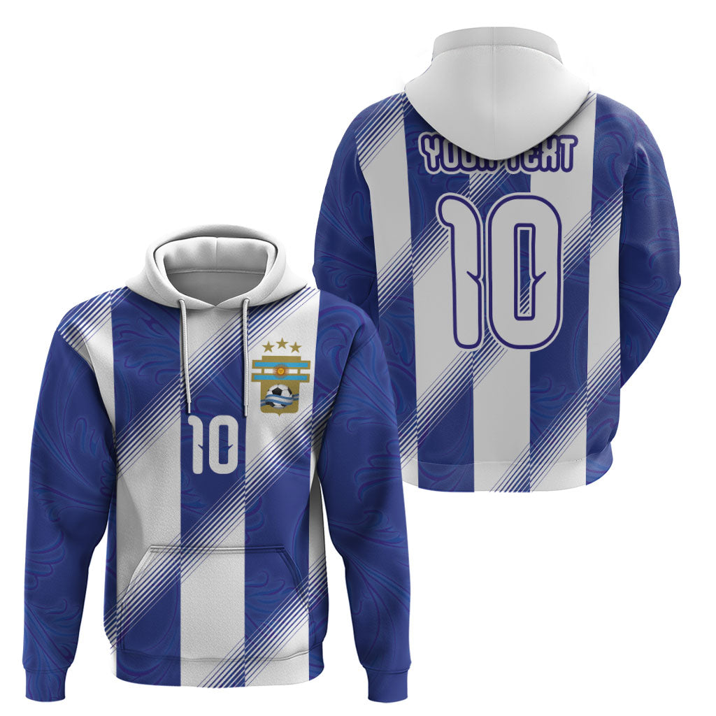 Argentinian Football Custom Hoodie Fileteado Art Style Albiceleste Vertical Stripe