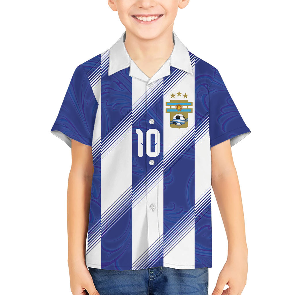 Argentinian Football Custom Kid Hawaiian Shirt Fileteado Art Style Albiceleste Vertical Stripe