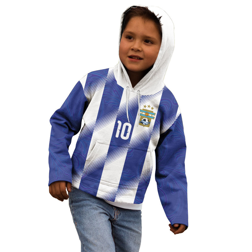 Argentinian Football Custom Kid Hoodie Fileteado Art Style Albiceleste Vertical Stripe