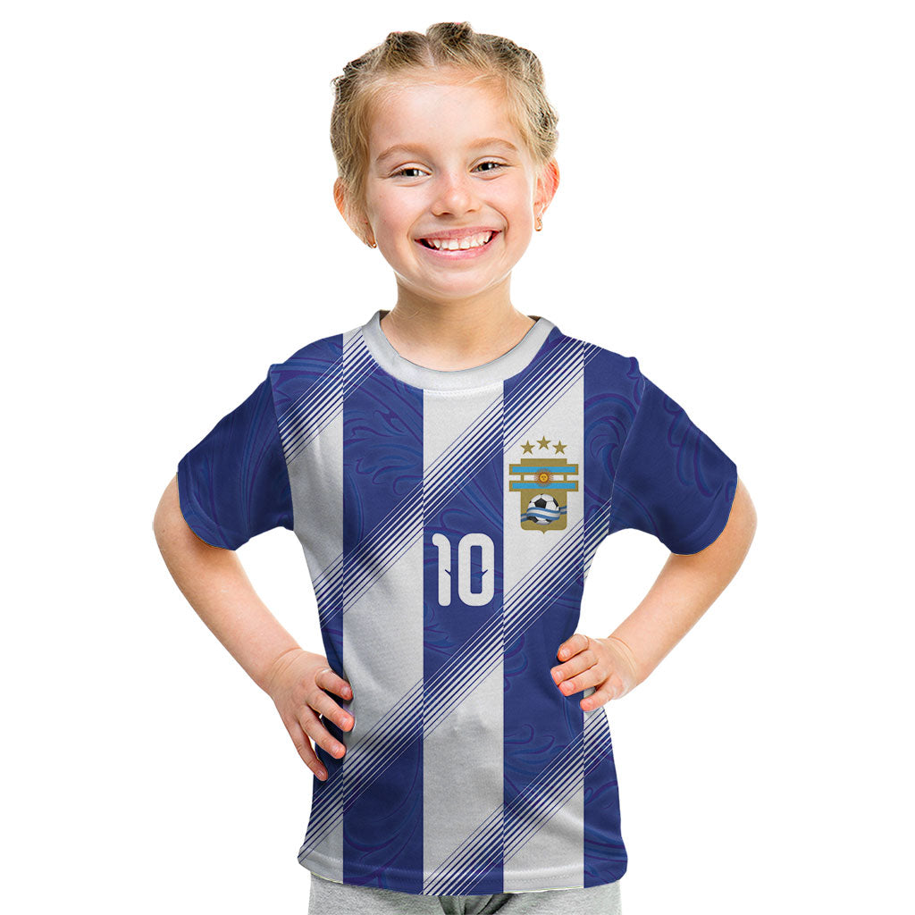 Argentinian Football Custom Kid T Shirt Fileteado Art Style Albiceleste Vertical Stripe