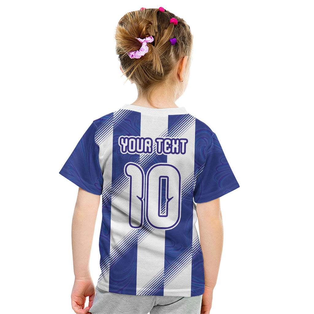 Argentinian Football Custom Kid T Shirt Fileteado Art Style Albiceleste Vertical Stripe