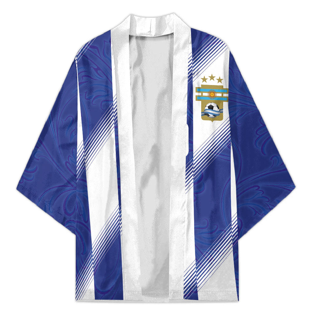 Argentinian Football Custom Kimono Fileteado Art Style Albiceleste Vertical Stripe
