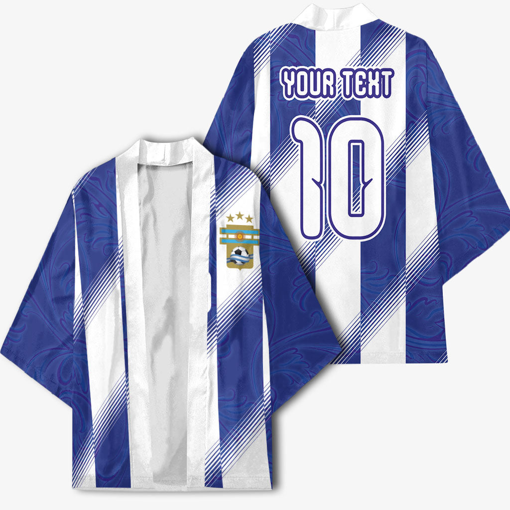 Argentinian Football Custom Kimono Fileteado Art Style Albiceleste Vertical Stripe