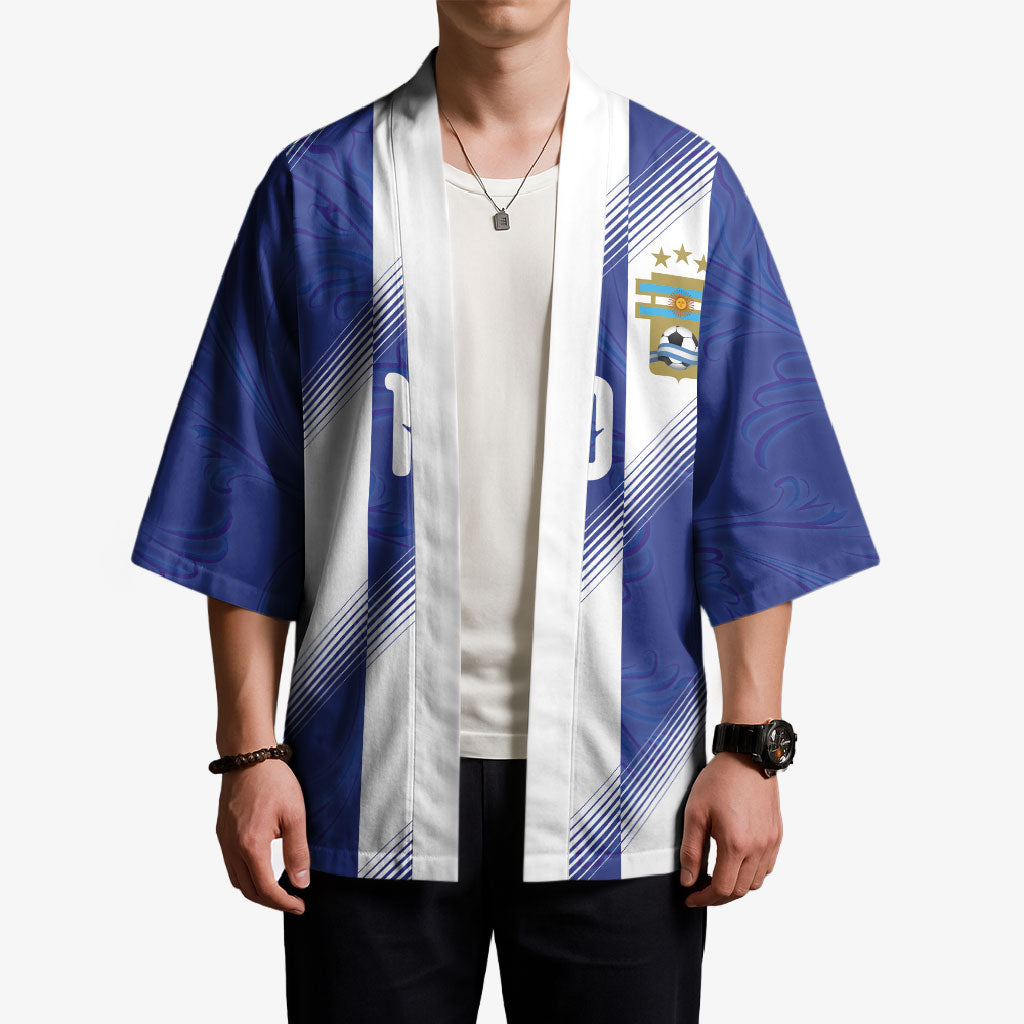 Argentinian Football Custom Kimono Fileteado Art Style Albiceleste Vertical Stripe