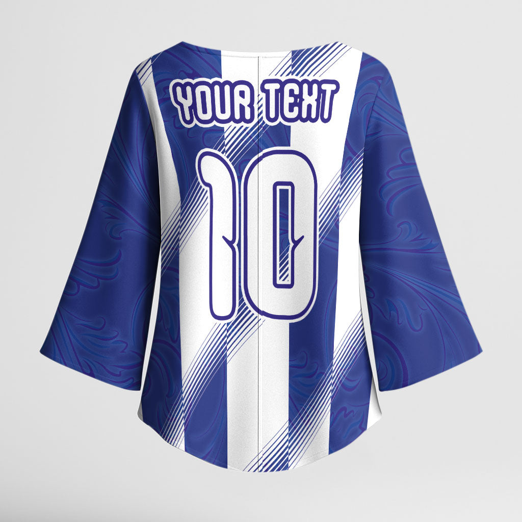 Argentinian Football Custom Kimono Sleeve Blouse Fileteado Art Style Albiceleste Vertical Stripe