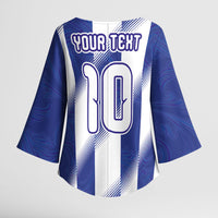 Argentinian Football Custom Kimono Sleeve Blouse Fileteado Art Style Albiceleste Vertical Stripe