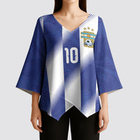 Argentinian Football Custom Kimono Sleeve Blouse Fileteado Art Style Albiceleste Vertical Stripe