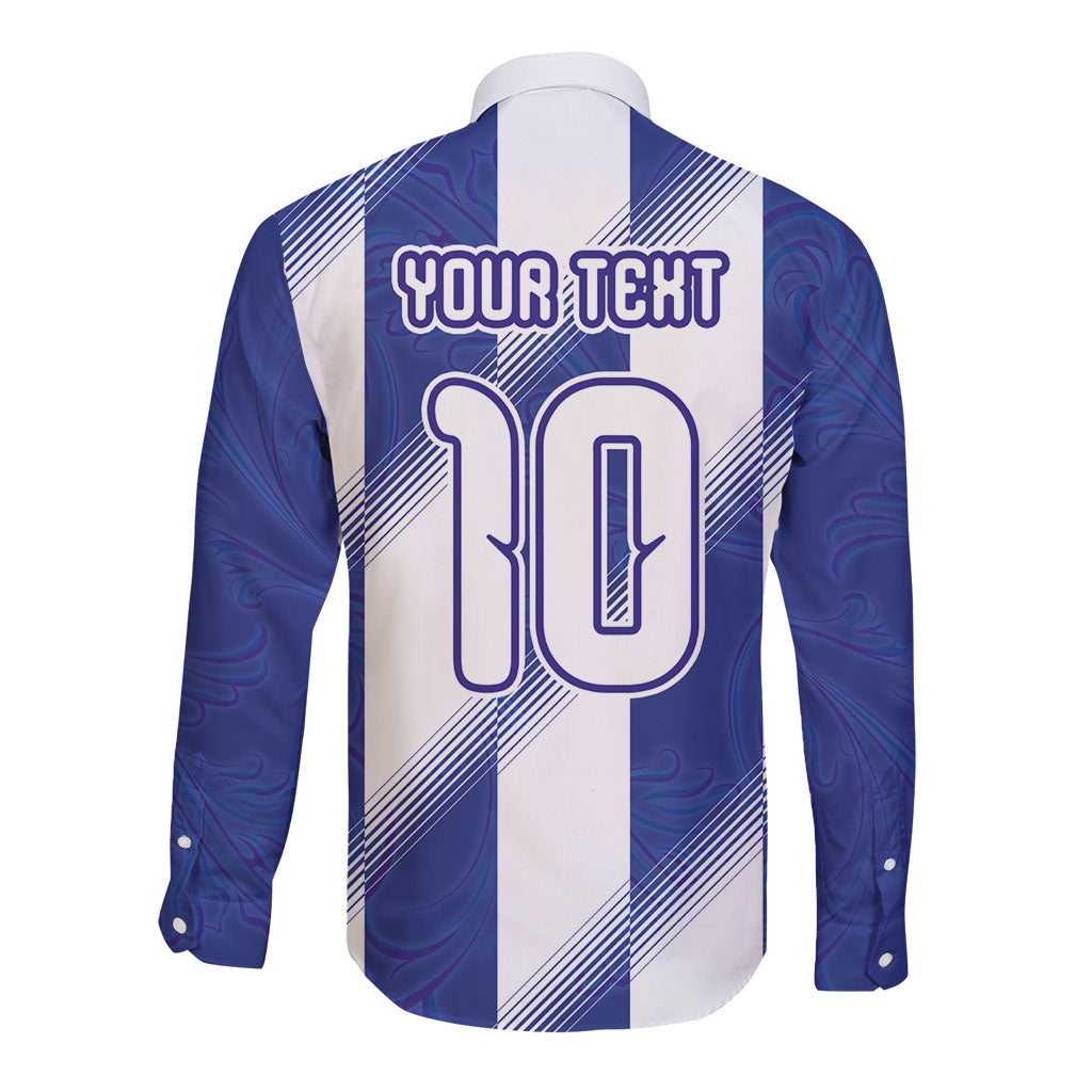 Argentinian Football Custom Long Sleeve Button Shirt Fileteado Art Style Albiceleste Vertical Stripe
