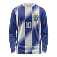 Argentinian Football Custom Long Sleeve Shirt Fileteado Art Style Albiceleste Vertical Stripe