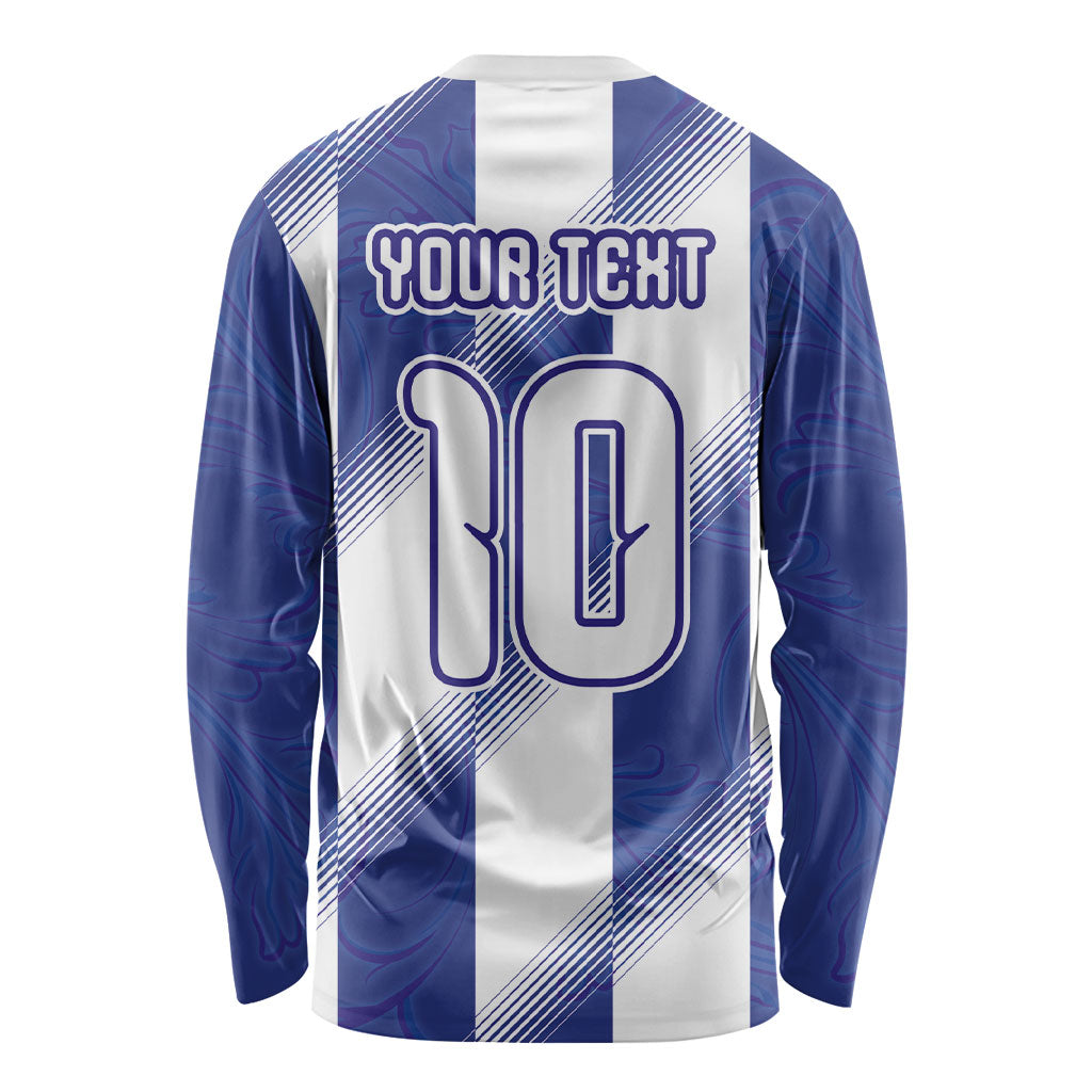 Argentinian Football Custom Long Sleeve Shirt Fileteado Art Style Albiceleste Vertical Stripe
