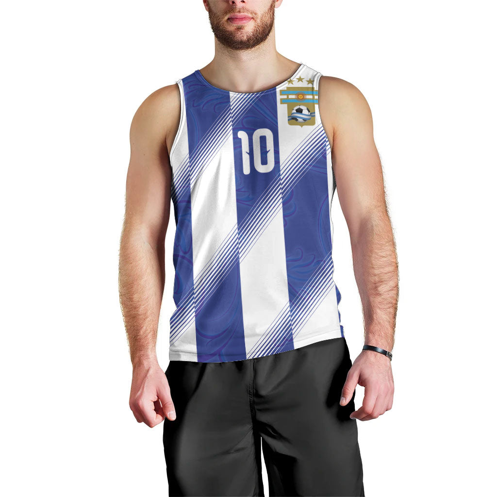 Argentinian Football Custom Men Tank Top Fileteado Art Style Albiceleste Vertical Stripe