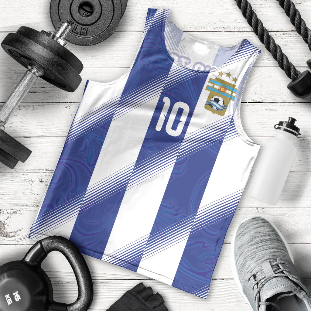 Argentinian Football Custom Men Tank Top Fileteado Art Style Albiceleste Vertical Stripe