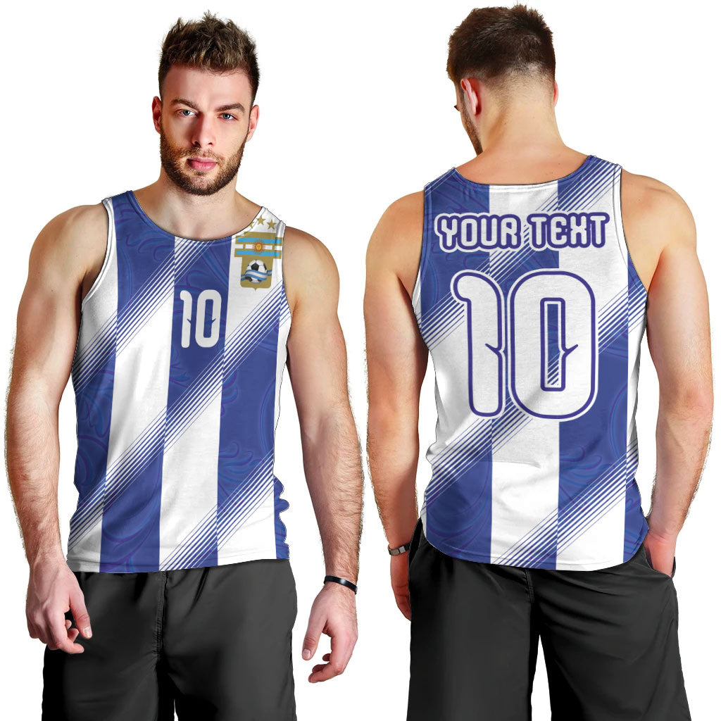 Argentinian Football Custom Men Tank Top Fileteado Art Style Albiceleste Vertical Stripe