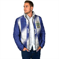 Argentinian Football Custom Padded Jacket Fileteado Art Style Albiceleste Vertical Stripe