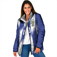 Argentinian Football Custom Padded Jacket Fileteado Art Style Albiceleste Vertical Stripe
