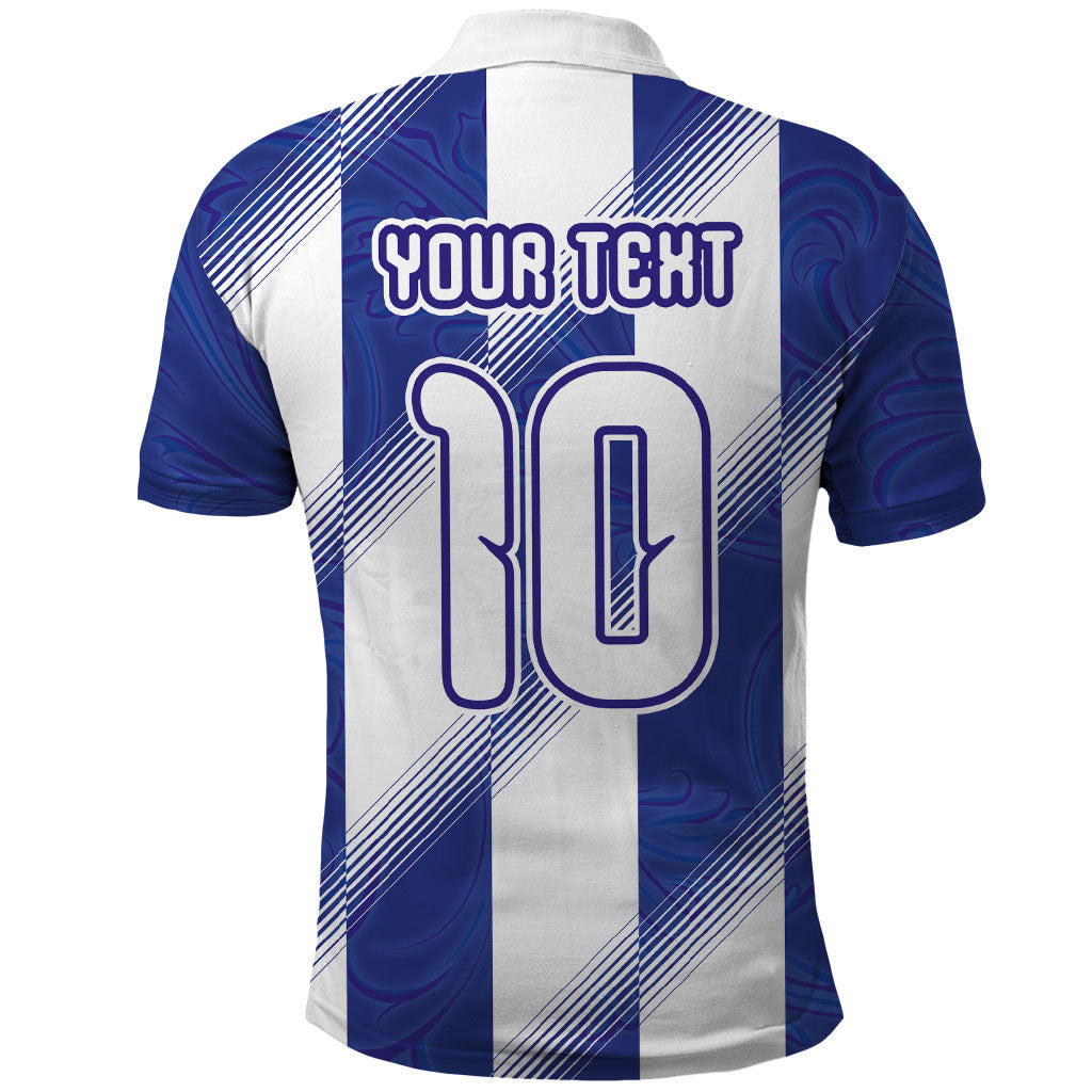 Argentinian Football Custom Polo Shirt Fileteado Art Style Albiceleste Vertical Stripe