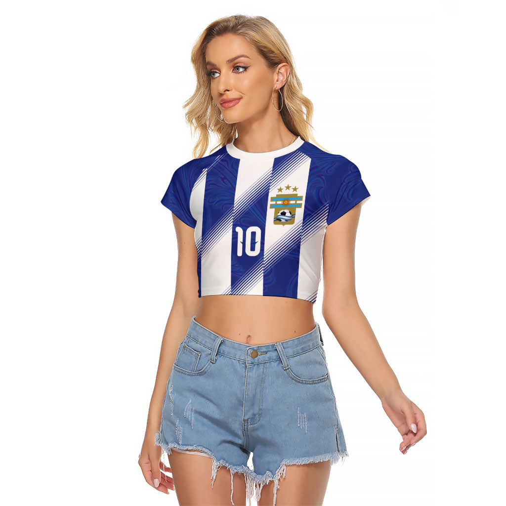 Argentinian Football Custom Raglan Cropped T Shirt Fileteado Art Style Albiceleste Vertical Stripe