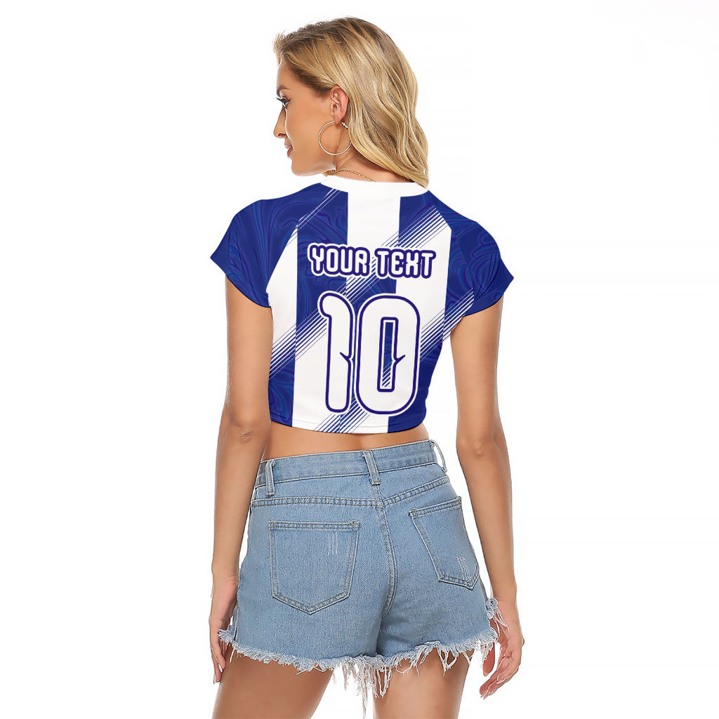 Argentinian Football Custom Raglan Cropped T Shirt Fileteado Art Style Albiceleste Vertical Stripe