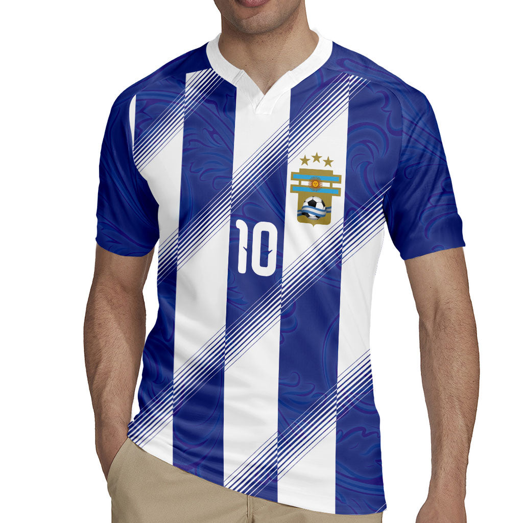 Argentinian Football Custom Rugby Jersey Fileteado Art Style Albiceleste Vertical Stripe