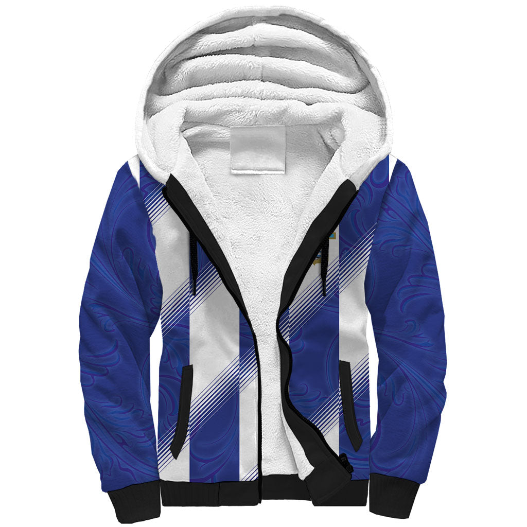 Argentinian Football Custom Sherpa Hoodie Fileteado Art Style Albiceleste Vertical Stripe