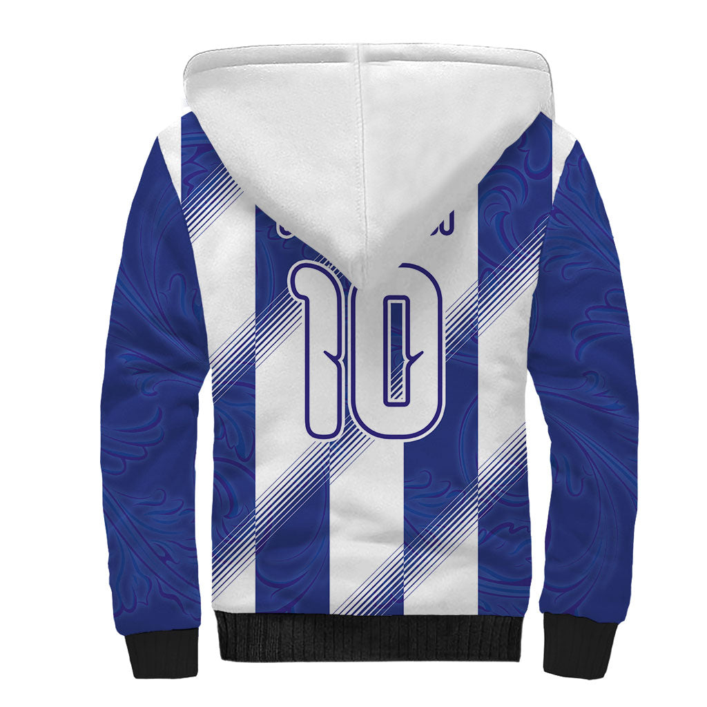 Argentinian Football Custom Sherpa Hoodie Fileteado Art Style Albiceleste Vertical Stripe