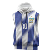 Argentinian Football Custom Sleeveless Hoodie Fileteado Art Style Albiceleste Vertical Stripe