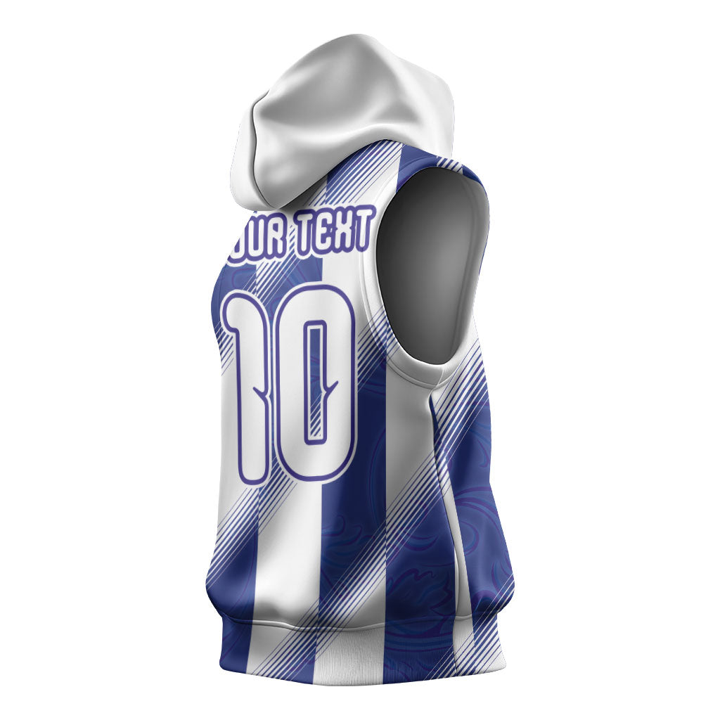 Argentinian Football Custom Sleeveless Hoodie Fileteado Art Style Albiceleste Vertical Stripe