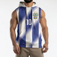 Argentinian Football Custom Sleeveless Hoodie Fileteado Art Style Albiceleste Vertical Stripe
