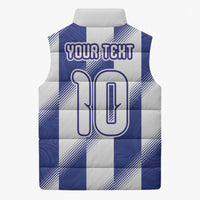 Argentinian Football Custom Sleeveless Puffer Jacket Fileteado Art Style Albiceleste Vertical Stripe