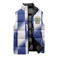 Argentinian Football Custom Sleeveless Puffer Jacket Fileteado Art Style Albiceleste Vertical Stripe