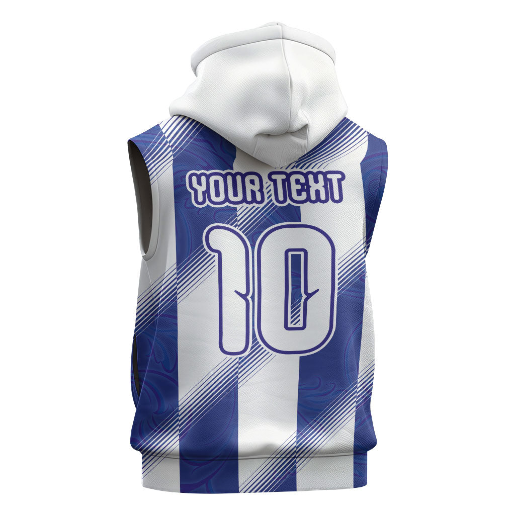 Argentinian Football Custom Sleeveless Zip Hoodie Fileteado Art Style Albiceleste Vertical Stripe