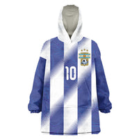 Argentinian Football Custom Wearable Blanket Hoodie Fileteado Art Style Albiceleste Vertical Stripe