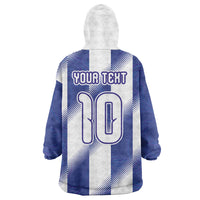 Argentinian Football Custom Wearable Blanket Hoodie Fileteado Art Style Albiceleste Vertical Stripe