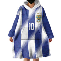 Argentinian Football Custom Wearable Blanket Hoodie Fileteado Art Style Albiceleste Vertical Stripe