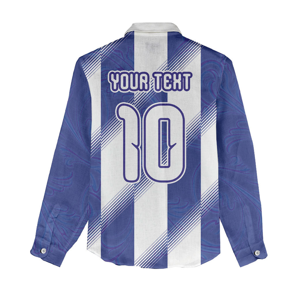 Argentinian Football Custom Women Casual Shirt Fileteado Art Style Albiceleste Vertical Stripe