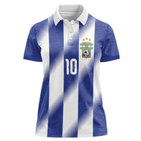 Argentinian Football Custom Women Polo Shirt Fileteado Art Style Albiceleste Vertical Stripe