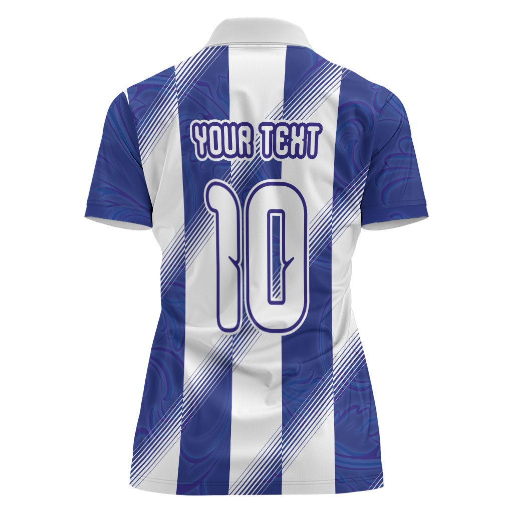Argentinian Football Custom Women Polo Shirt Fileteado Art Style Albiceleste Vertical Stripe