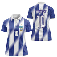 Argentinian Football Custom Women Polo Shirt Fileteado Art Style Albiceleste Vertical Stripe
