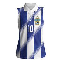 Argentinian Football Custom Women Sleeveless Polo Shirt Fileteado Art Style Albiceleste Vertical Stripe