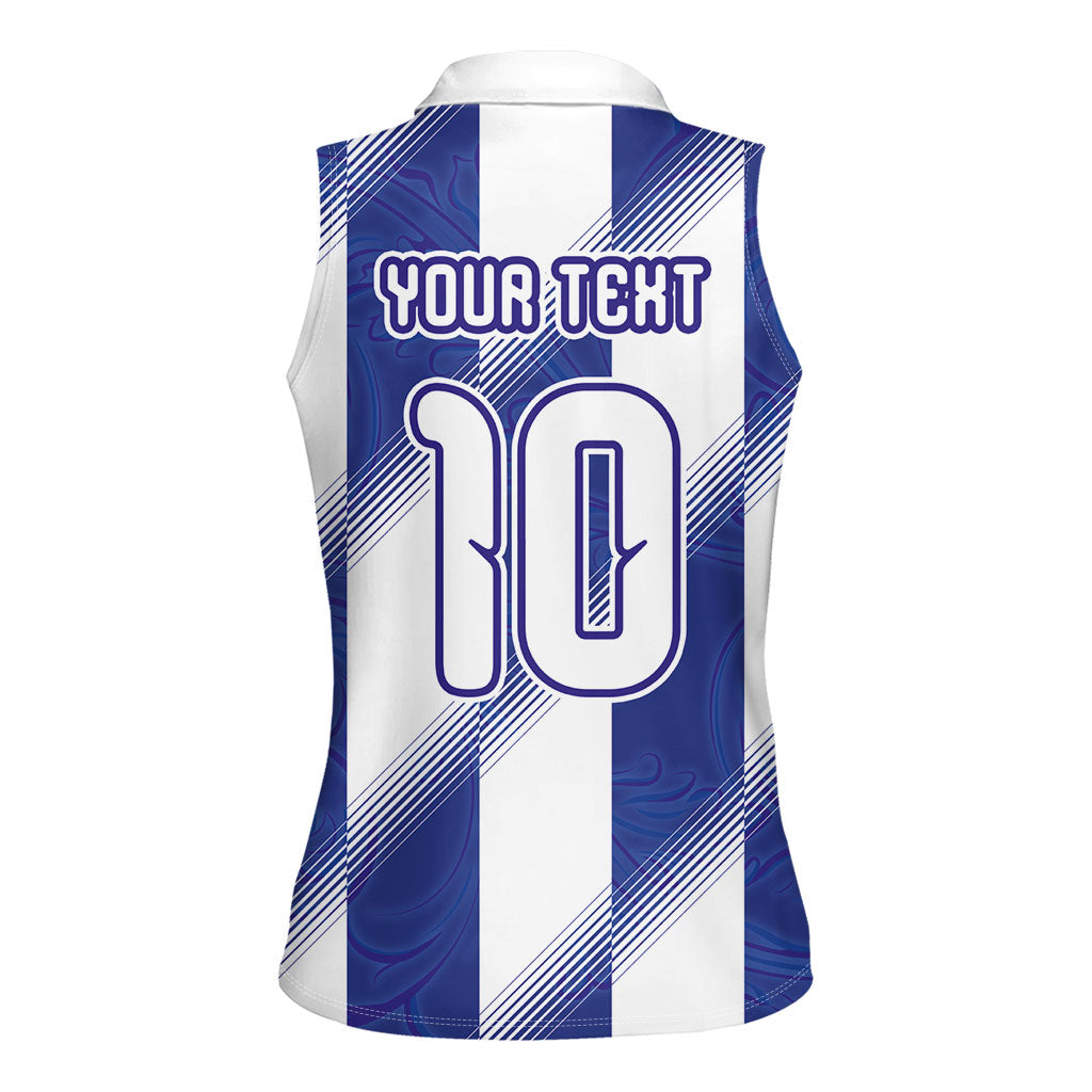 Argentinian Football Custom Women Sleeveless Polo Shirt Fileteado Art Style Albiceleste Vertical Stripe