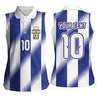 Argentinian Football Custom Women Sleeveless Polo Shirt Fileteado Art Style Albiceleste Vertical Stripe