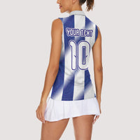 Argentinian Football Custom Women Sleeveless Polo Shirt Fileteado Art Style Albiceleste Vertical Stripe