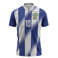 Argentinian Football Custom Zipper Polo Shirt Fileteado Art Style Albiceleste Vertical Stripe