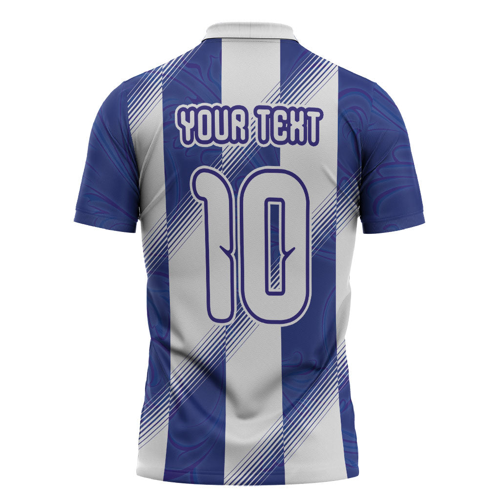 Argentinian Football Custom Zipper Polo Shirt Fileteado Art Style Albiceleste Vertical Stripe