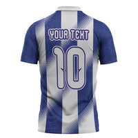 Argentinian Football Custom Zipper Polo Shirt Fileteado Art Style Albiceleste Vertical Stripe