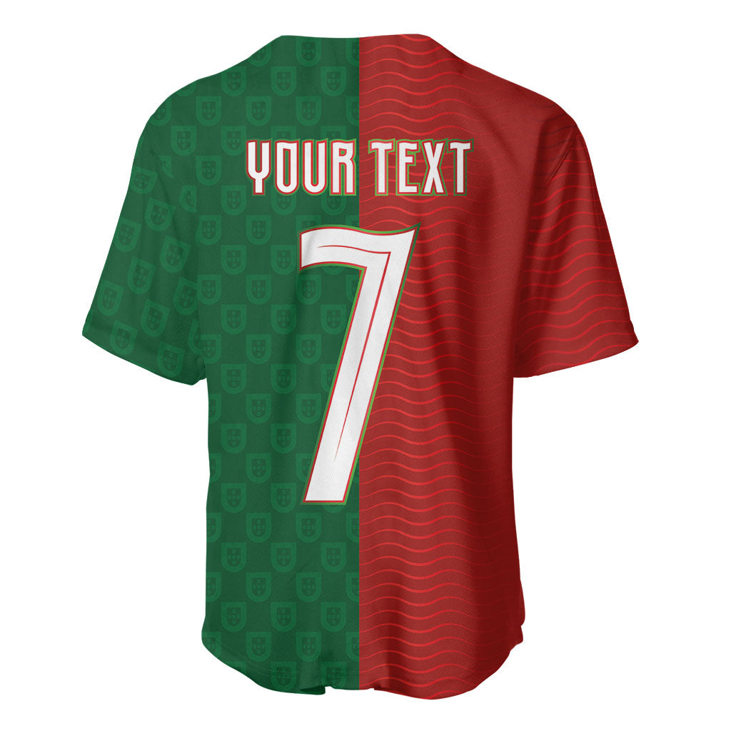 Portuguese Football Custom Baseball Jersey Wave Pattern Heritage Crest