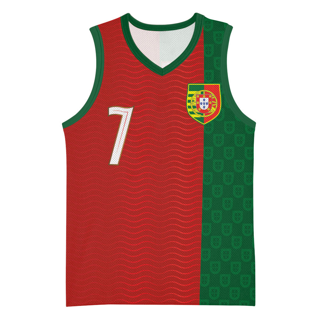 Portuguese Football Custom Basketball Jersey Wave Pattern Heritage Crest