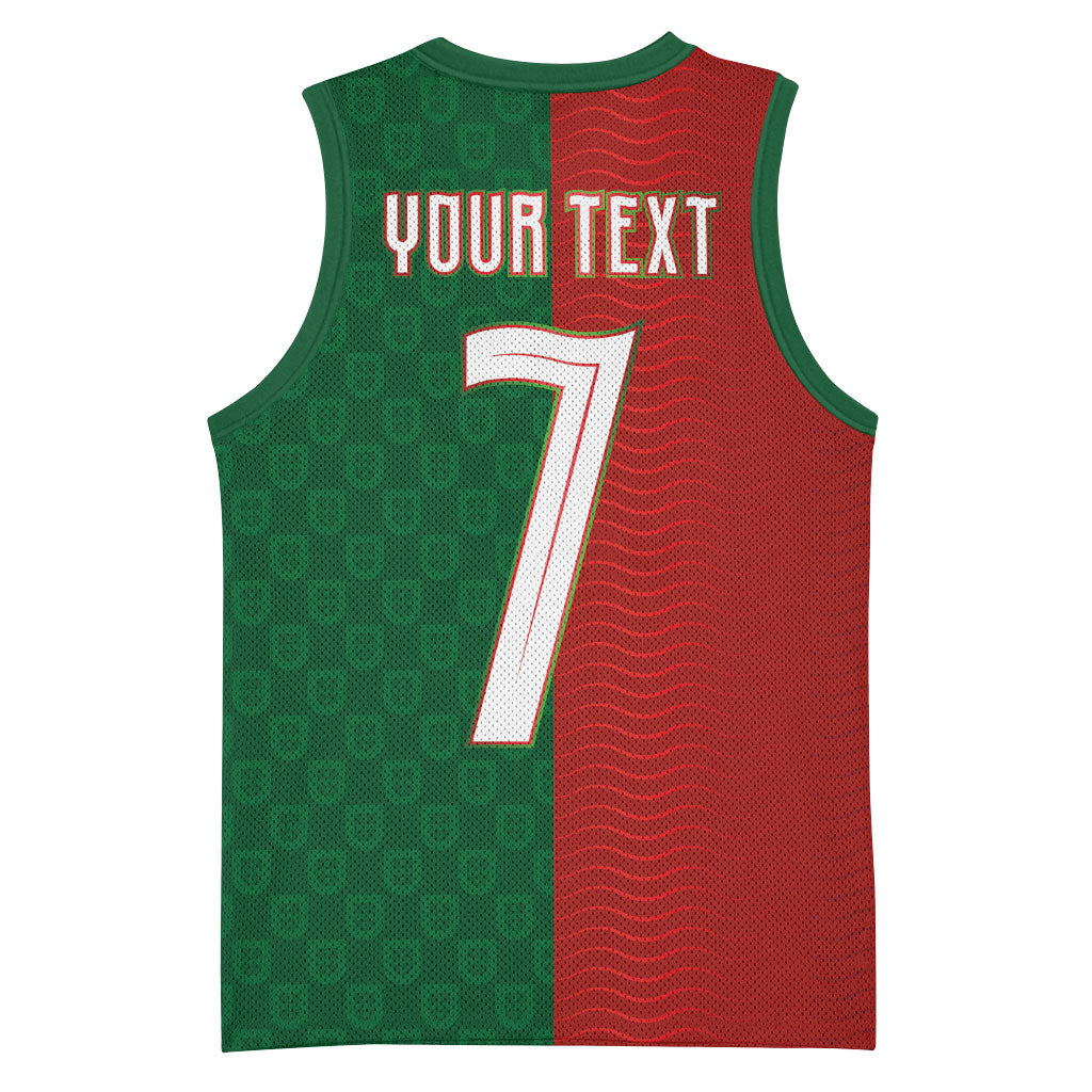 Portuguese Football Custom Basketball Jersey Wave Pattern Heritage Crest
